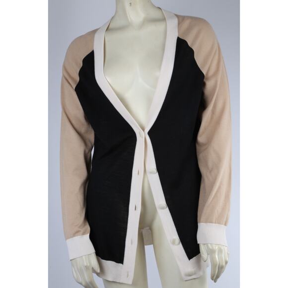 St. John Colorblock Wool Blend Button Down Cardigan Sweater Size S Classic - Picture 8 of 15